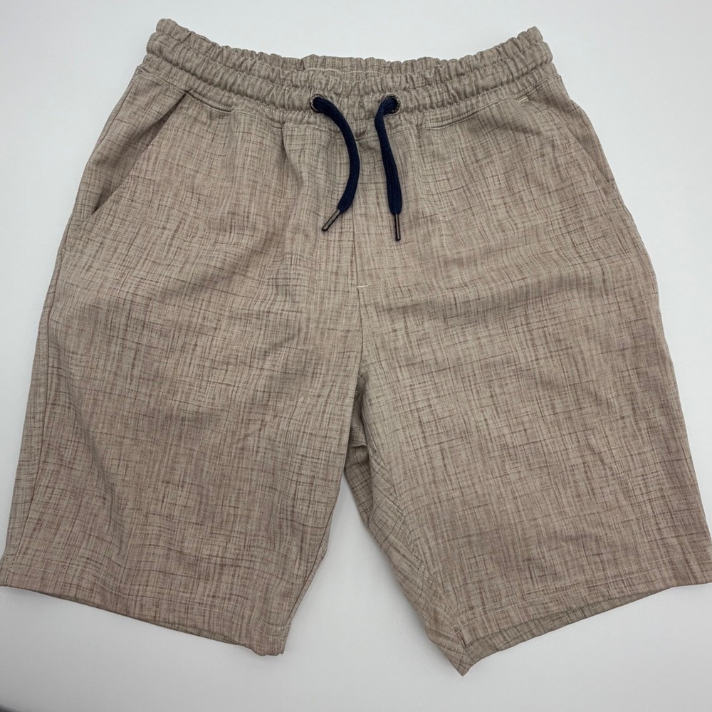 Ezekiel Mens Tan Crosshatch Drawstring Shorts Size 30 EW151090N Elastic Waist‎